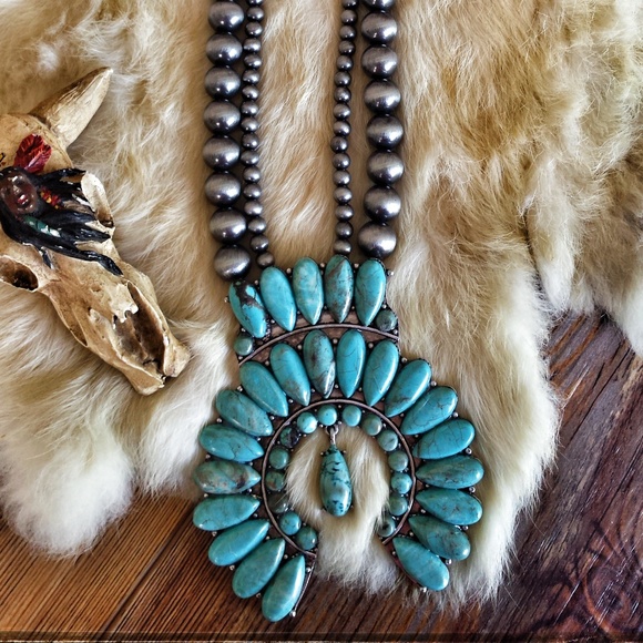 Squash Blossom Naja Double Strand Necklace - Picture 3 of 4